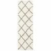 2' X 8' Ivory And Gray Geometric Lattice Runner Rug