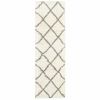 2' X 8' Ivory And Gray Geometric Lattice Runner Rug