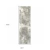 2' X 8' Gray And Ivory Distressed Abstract Runner Rug
