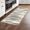 2' X 8' Gray And Ivory Geometric Pattern Runner Rug