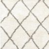 4' X 6' Ivory And Gray Geometric Lattice Area Rug