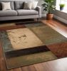 5' X 8' Beige And Brown Floral Block Pattern Area Rug