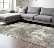 10' X 13' Gray And Ivory Distressed Abstract Area Rug