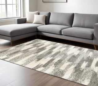 10' X 13' Gray And Ivory Geometric Pattern Area Rug