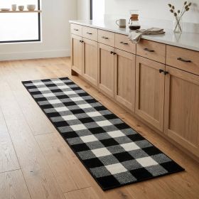2' X 8' Monochromatic Gingham Pattern Indoor Runner Rug