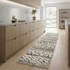 2' X 8' Ivory And Black Eclectic Patterns Indoor Runner Rug