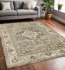 5' X 8' Beige And Gray Traditional Medallion Indoor Area Rug