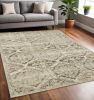 5' X 8' Ivory And Gray Floral Trellis Indoor Area Rug