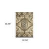 5' X 8' Tan And Gold Central Medallion Indoor Area Rug
