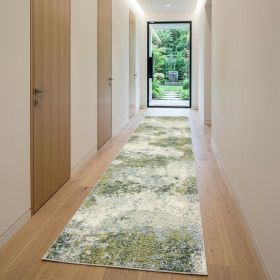 10' X 14' Blue Green Power Loom Runner Rug