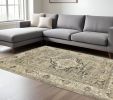 8' X 11' Beige And Gray Traditional Medallion Indoor Area Rug