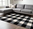 10' X 13' Monochromatic Gingham Pattern Indoor Area Rug