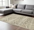 10' X 13' Ivory And Gray Floral Trellis Indoor Area Rug