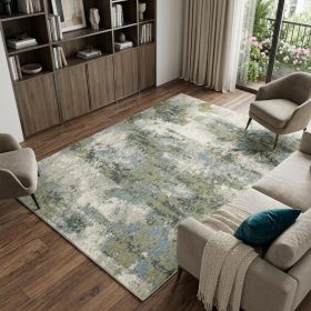 10' X 13' Blue Green Power Loom Area Rug