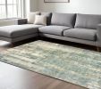 10' X 14' Blue And Gray Abstract Splash Indoor Area Rug