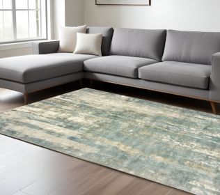 10' X 14' Blue And Gray Abstract Splash Indoor Area Rug