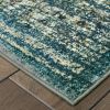 10' X 13' Peacock Blue And Ivory Indoor Area Rug