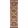 8' Red Ivory Machine Woven Oriental Indoor Runner Rug