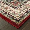 5' X 8' Red Ivory Machine Woven Oriental Indoor Area Rug