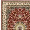 5' X 8' Red Ivory Machine Woven Oriental Indoor Area Rug