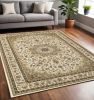 5' X 8' Ivory Beige Machine Woven Oriental Indoor Area Rug