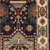 6' Blue Ivory Machine Woven Medallion Indoor Runner Rug
