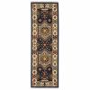 12' Blue Ivory Machine Woven Medallion Indoor Runner Rug