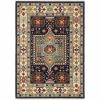5' X 8' Blue Ivory Machine Woven Medallion Indoor Area Rug