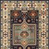9' X 12' Blue Ivory Machine Woven Medallion Indoor Area Rug