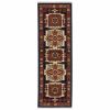 12' Blue Red Machine Woven Medallions Indoor Runner Rug