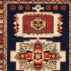 6' X 9' Blue Red Machine Woven Medallions Indoor Area Rug