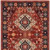 5' X 8' Red Blue Machine Woven Oriental Indoor Area Rug