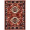 5' X 8' Red Blue Machine Woven Oriental Indoor Area Rug