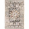 2' X 3' Grey Blue Machine Woven Medallion Indoor Area Rug