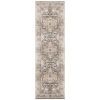 8' Grey Blue Machine Woven Medallion Indoor Runner Rug
