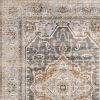 3' X 5' Grey Blue Machine Woven Medallion Indoor Area Rug