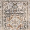 5' X 8' Grey Blue Machine Woven Medallion Indoor Area Rug