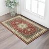 1' X 3' Red Ivory Machine Woven Oriental Indoor Area Rug