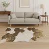 6' X 7' Dark Brown White And Gold Natural Cowhide Area Rug