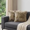 Set of Two Taupe Cowhide Throw Pillow