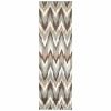 2' X 8' Gray And Taupe Ikat Pattern Runner Rug