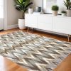 4' X 6' Gray And Taupe Ikat Pattern Area Rug