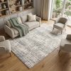 7' X 10' Ivory And Gray Abstract Strokes Area Rug