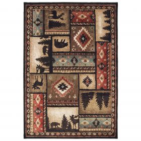 10' X 13' Black And Brown Nature Lodge Area Rug