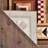 4' X 6' Brown And Red Ikat Patchwork Area Rug