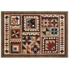 2' X 3' Brown And Red Ikat Patchwork Scatter Rug