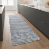 2' X 8' Navy Blue Decorative Stripes Area Rug