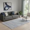 5' X 8' Navy Blue Decorative Stripes Area Rug
