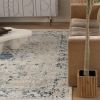 5' X 8' Navy Blue Distressed Floral Area Rug