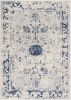 8' X 11' Navy Blue Distressed Floral Area Rug